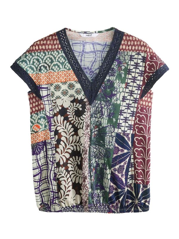 Next Next Majica  modra / rjava / zelena / bela