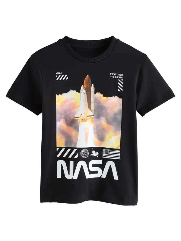 Next Next Majica 'NASA'  rjava / oranžna / črna / bela