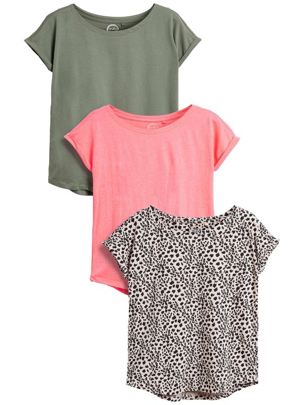 Next Next Majica  oliva / svetlo roza / črna / bela
