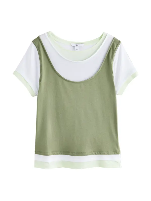 Next Next Majica  pastelno zelena / bela