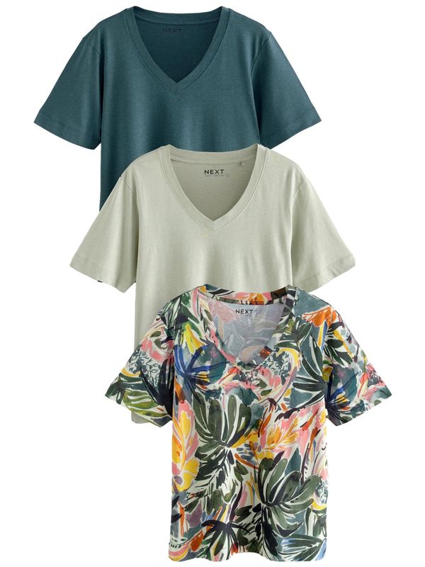 Next Next Majica  rumena / petrol / pastelno zelena / bela