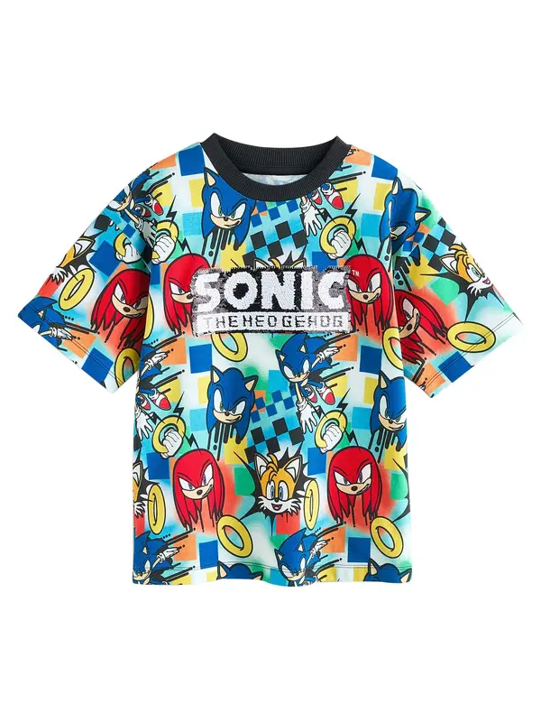 Next Next Majica 'Sonic'  modra / rdeča / črna / bela