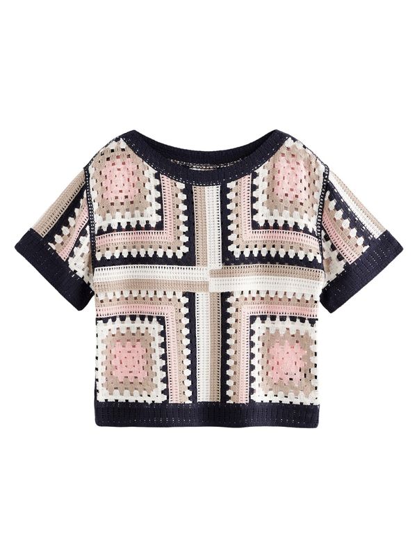 Next Next Majica  svetlo bež / mornarska / roza / bela