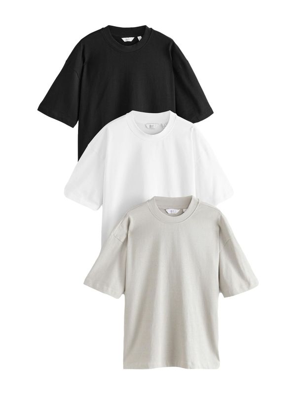 Next Next Majica  svetlo siva / črna / bela