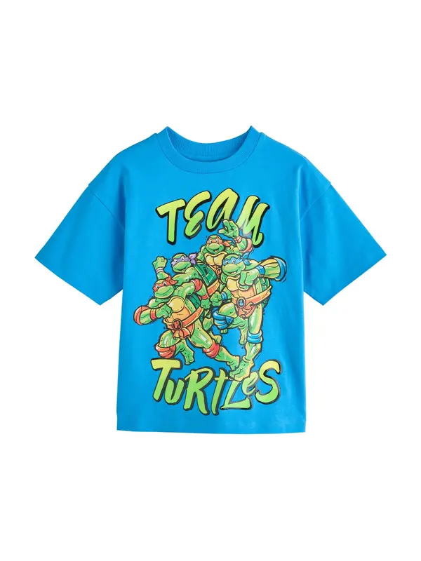 Next Next Majica 'Teenage Mutant Ninja Turtles'  neonsko modra / svetlo rjava / svetlo rumena / svetlo zelena