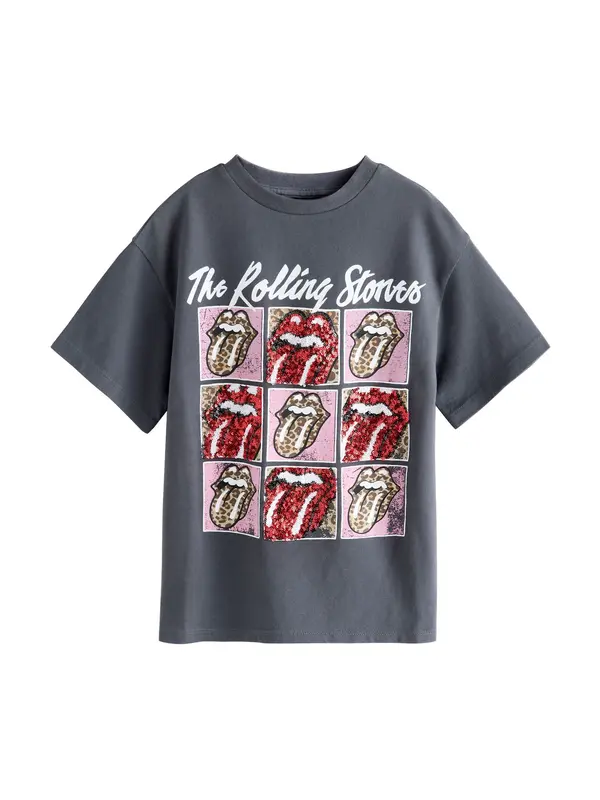 Next Next Majica 'The Rolling Stones'  bež / temno siva / roza / rdeča
