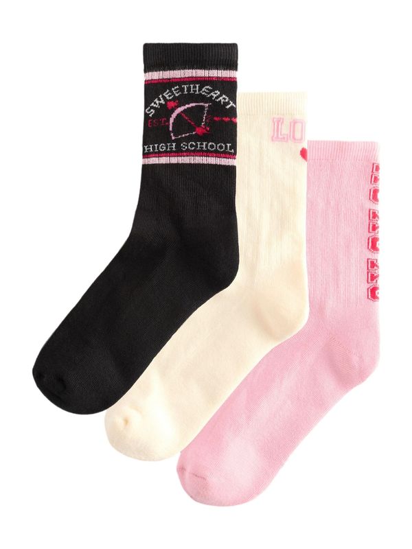 Next Next Nogavice  ecru / roza / črna / bela