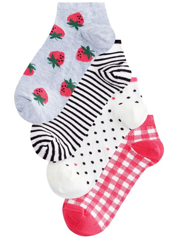 Next Next Nogavice  pegasto siva / malina / črna / bela