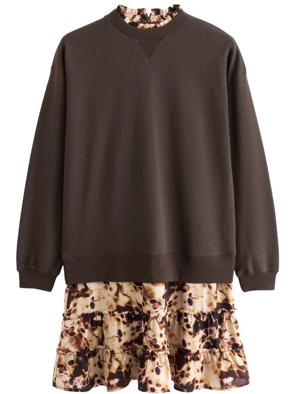 Next Next Obleka  bež / čokolada