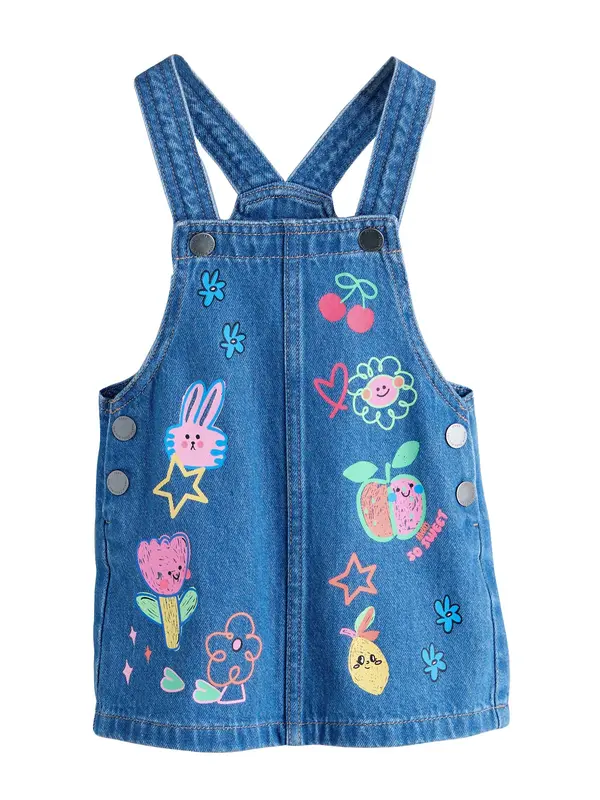 Next Next Obleka  moder denim / pastelno zelena / roza / pastelno rdeča
