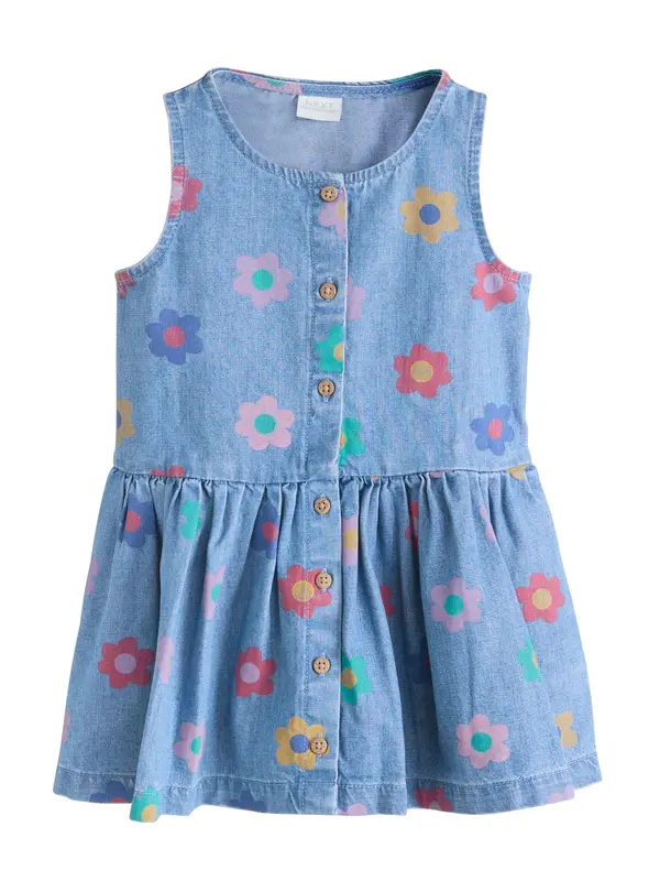 Next Next Obleka  moder denim / rumena / svetlo zelena / roza