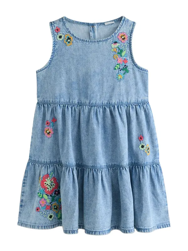 Next Next Obleka  moder denim / svetlo zelena / svetlo roza / grenada