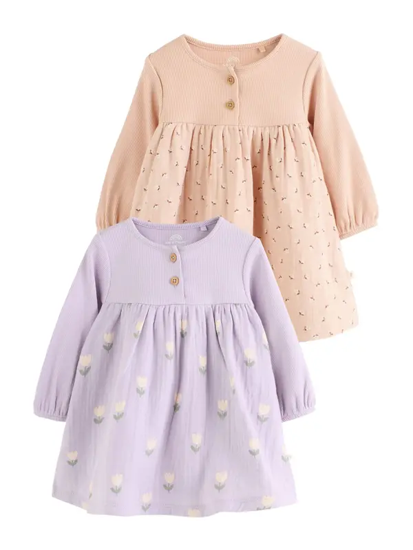Next Next Obleka  rjava / zelena / pastelno lila / rosé