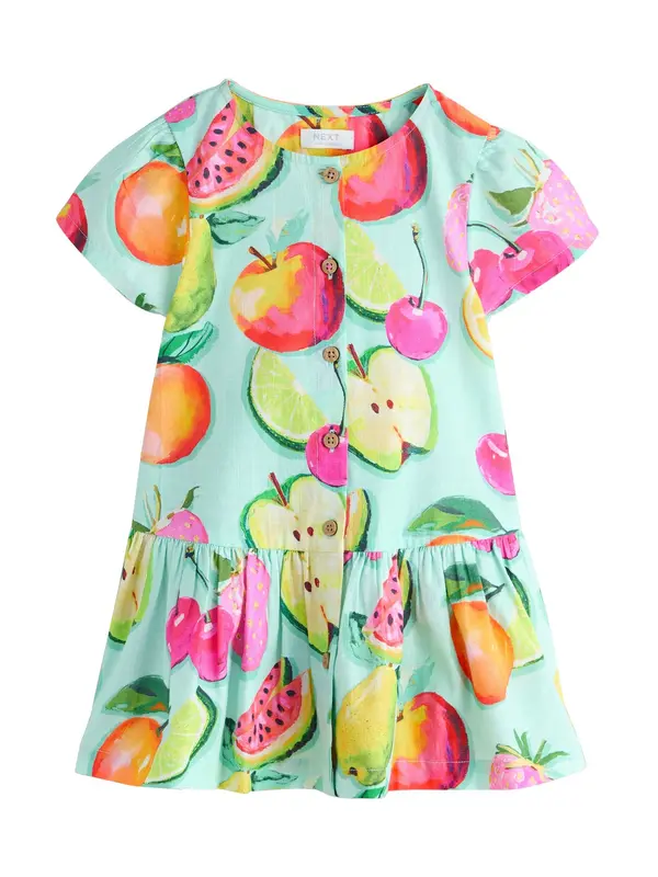 Next Next Obleka  turkizna / limona / mandarina / roza