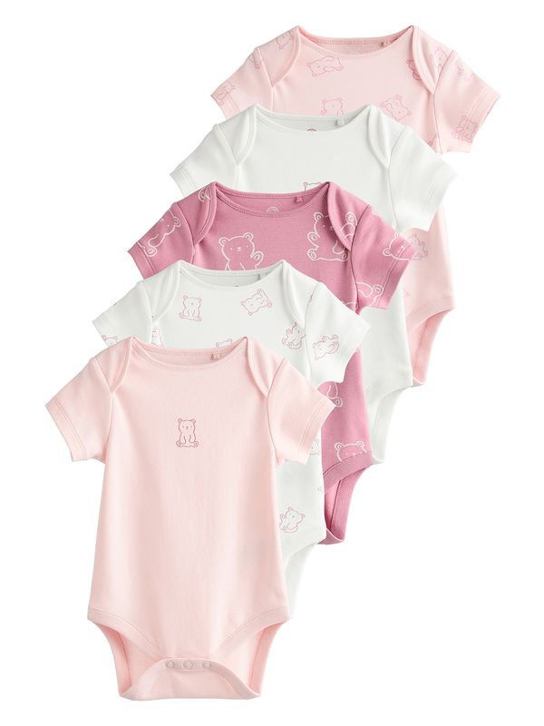 Next Next Pajac/bodi  roza / temno roza / off-bela