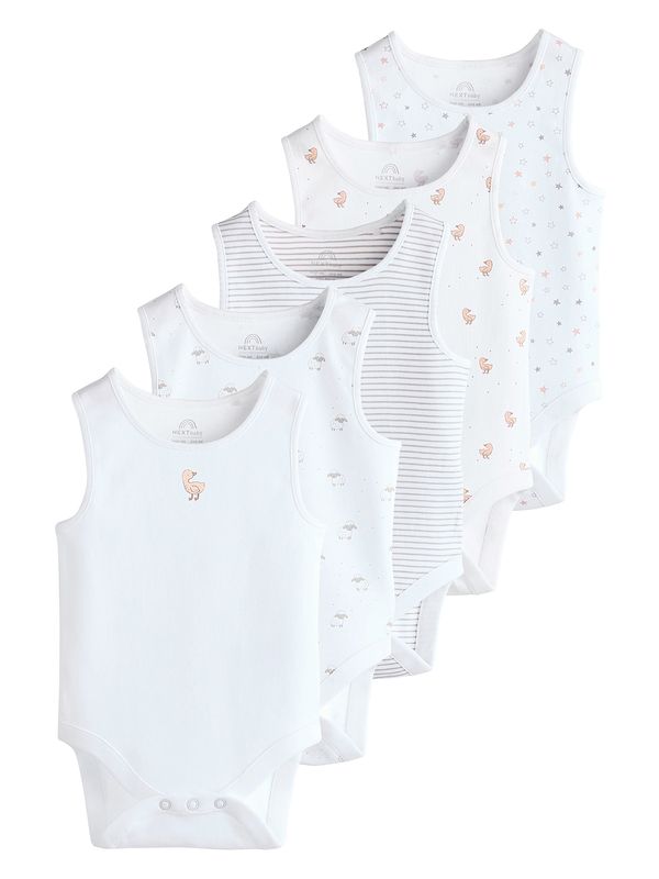 Next Next Pajac/bodi  siva / svetlo oranžna / bela