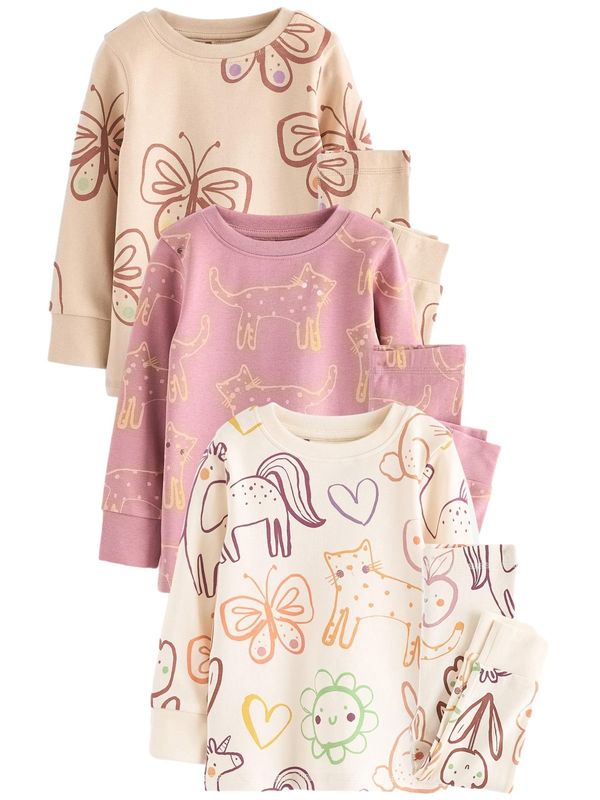 Next Next Pižama  bež / temno rjava / pitaja / bela