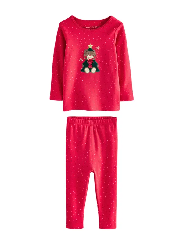Next Next Pižama 'Christmas'  rjava / temno zelena / rdeča