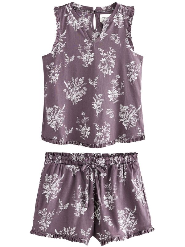 Next Next Pižama  ciklama / bela