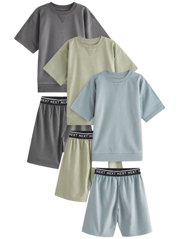 Next Next Pižama  dimno modra / temno siva / jabolko