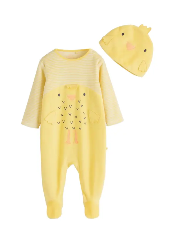 Next Next Pižama 'Easter Chick'  rumena / marelica / črna
