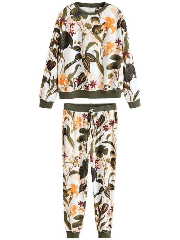 Next Next Pižama  ecru / temno zelena / oranžna / magenta