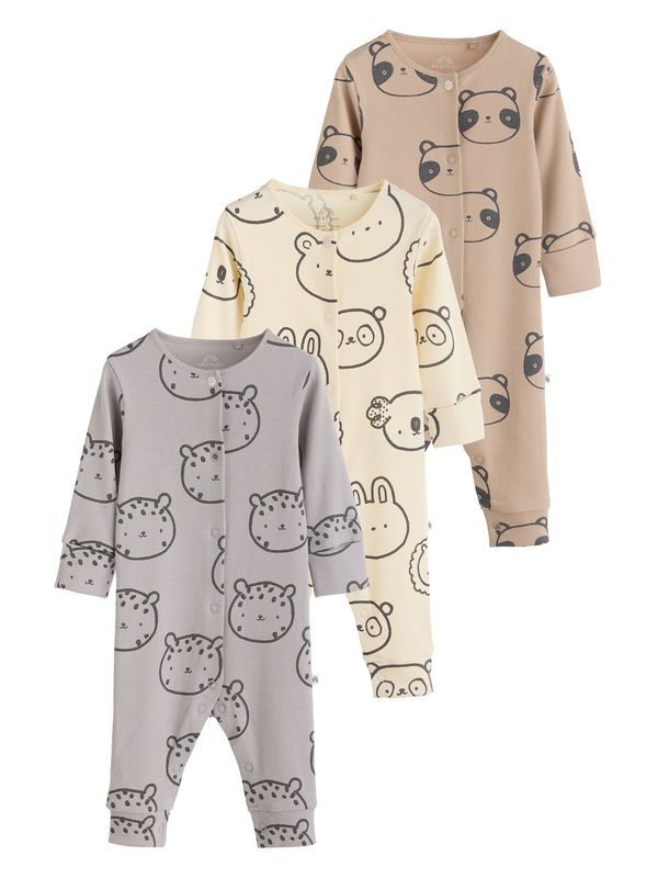 Next Next Pižama  kremna / chamois / siva / črna