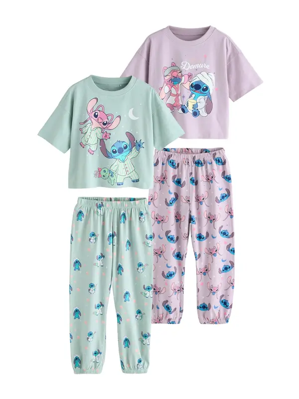 Next Next Pižama 'Lilo & Stitch'  modra / meta / pastelno lila / bela