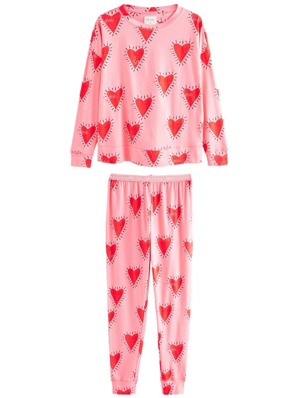 Next Next Pižama  svetlo roza / ognjeno rdeča / črna / bela