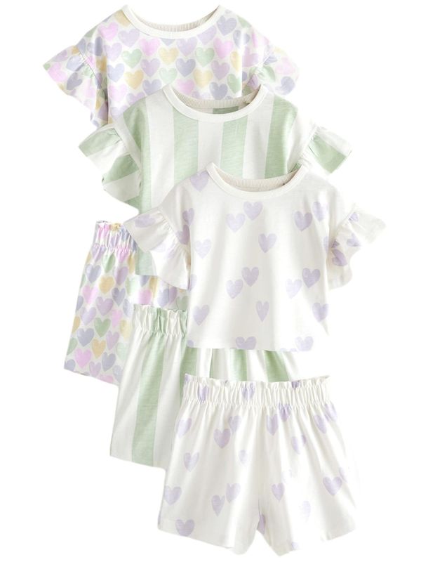 Next Next Pižama  svetlo rumena / svetlo zelena / sivka / bela