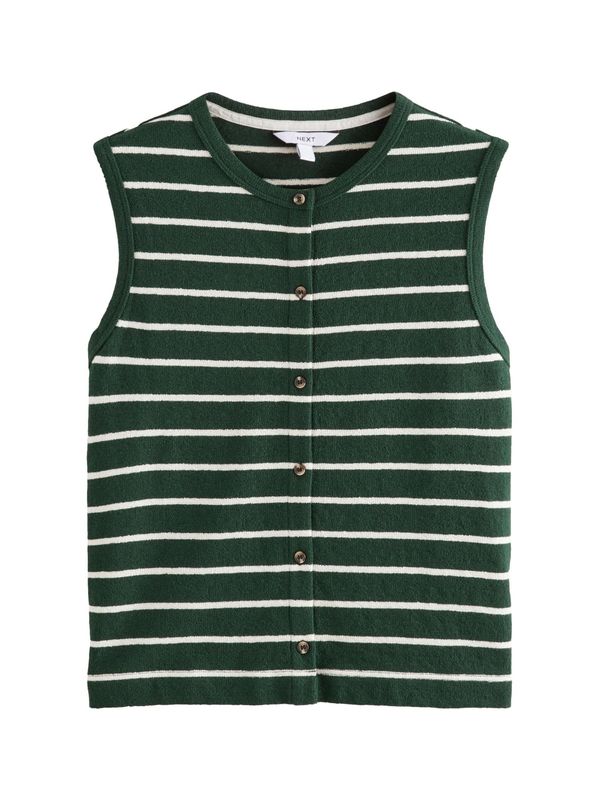 Next Next Pleten brezrokavnik  svetlo bež / temno zelena