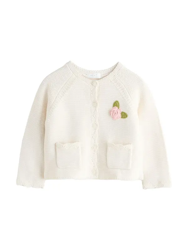 Next Next Pletena jopa 'Flower Girl'  temno zelena / roza / bela