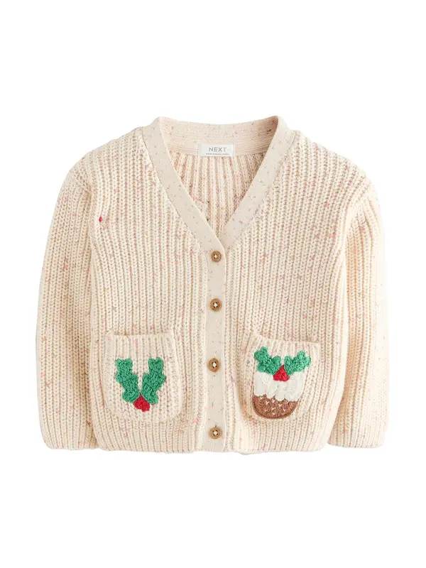 Next Next Pletena jopa 'Holly Jolly Christmas'  ecru / rumena / travnato zelena / živo rdeča