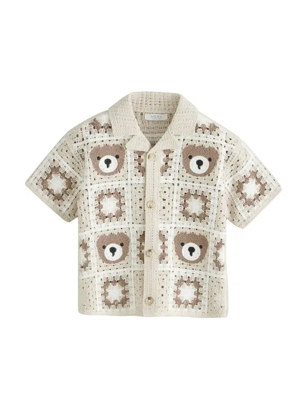 Next Next Pletena jopa  kit / svetlo bež / temno bež / črna
