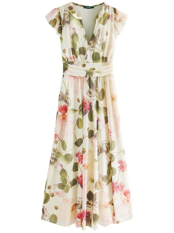 Next Next Poletna obleka  temno zelena / temno roza / naravno bela