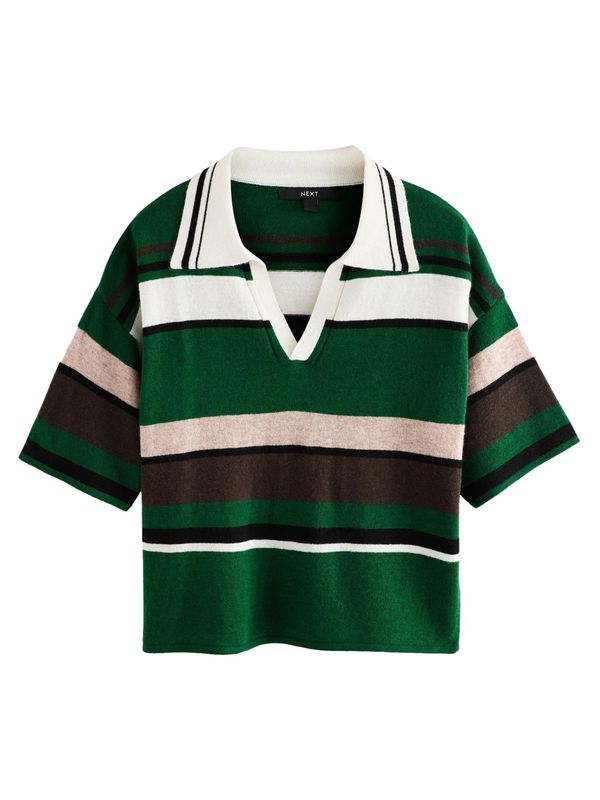 Next Next Pulover  bež / temno rjava / zelena / bela