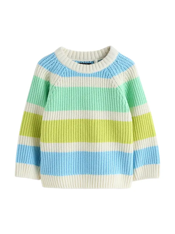 Next Next Pulover 'Chenille'  svetlo modra / apno / svetlo zelena / volneno bela