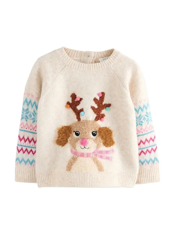 Next Next Pulover 'Christmas Character'  ecru / svetlo modra / svetlo rjava / roza