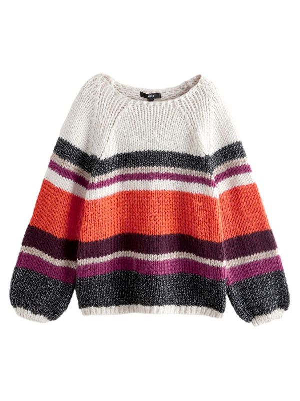 Next Next Pulover  lila / temno liila / oranžno rdeča / bela