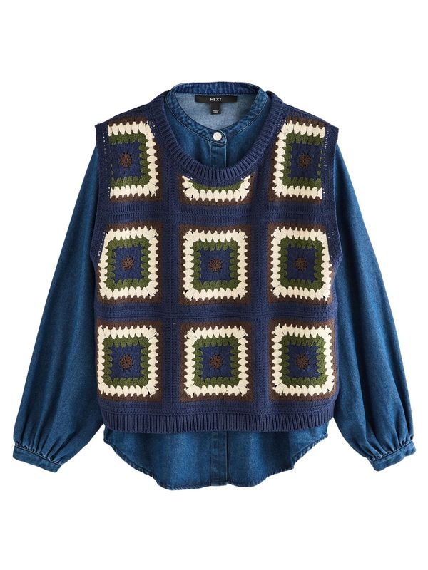 Next Next Pulover  modra / marine / rjava / kaki / bela