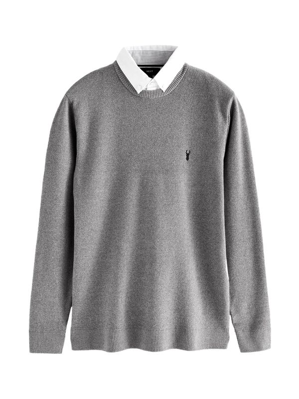 Next Next Pulover  svetlo siva / črna / bela