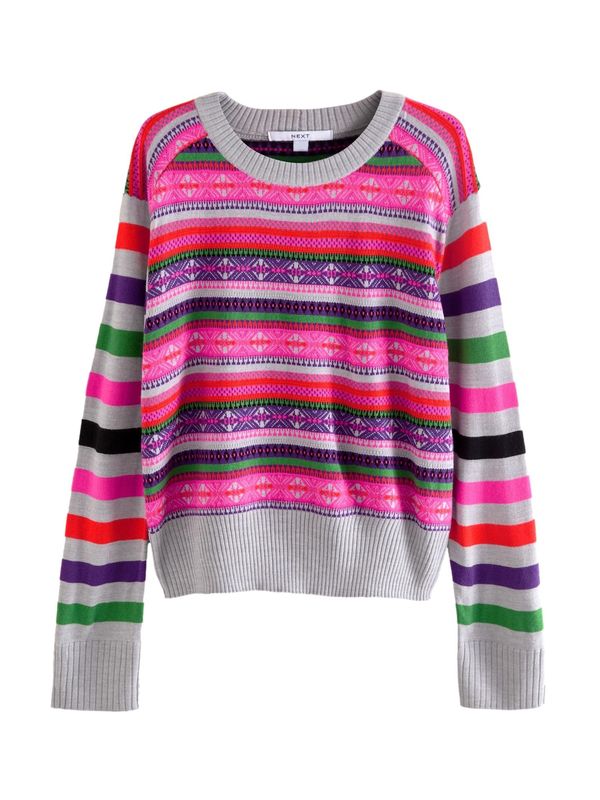 Next Next Pulover  svetlo siva / travnato zelena / lila / roza / rdeča