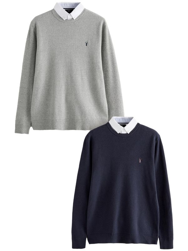 Next Next Pulover  temno modra / svetlo siva / bela