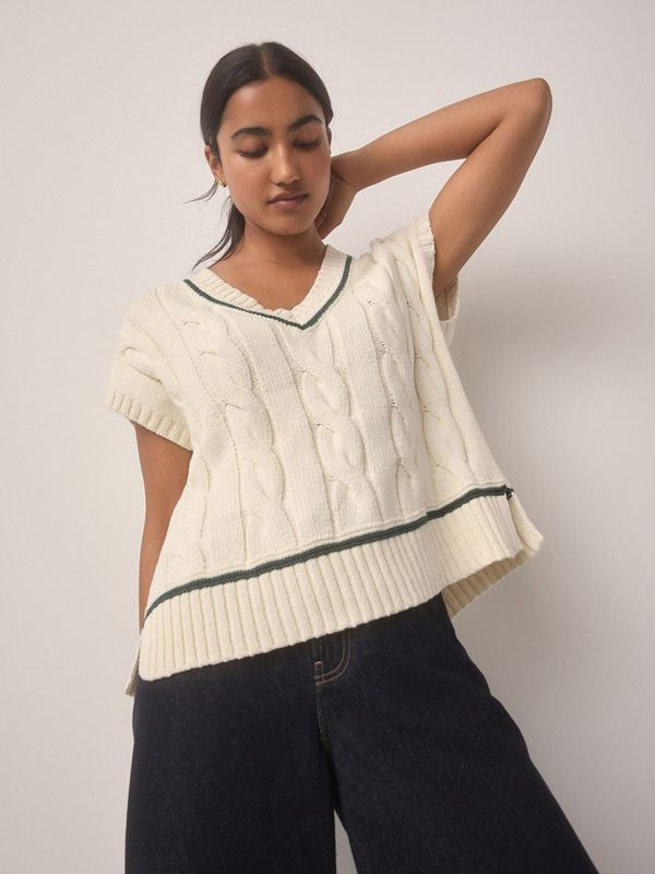 Next Next Top z naramnicami  ecru / črna