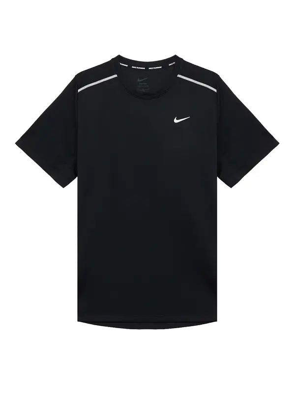 NIKE NIKE Funkcionalna majica 'MILER'  črna / srebrna / bela