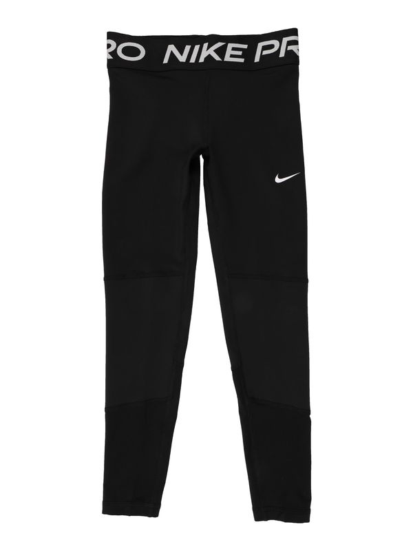 NIKE NIKE Športne hlače 'Pro'  svetlo siva / črna / bela