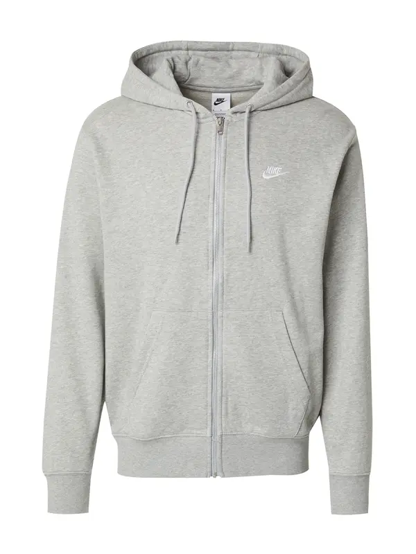 Nike Sportswear Nike Sportswear Jopa na zadrgo 'Club Fleece'  pegasto siva / bela