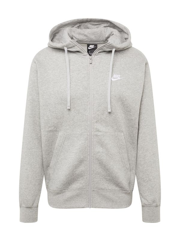 Nike Sportswear Nike Sportswear Jopa na zadrgo 'Club Fleece'  pegasto siva / bela