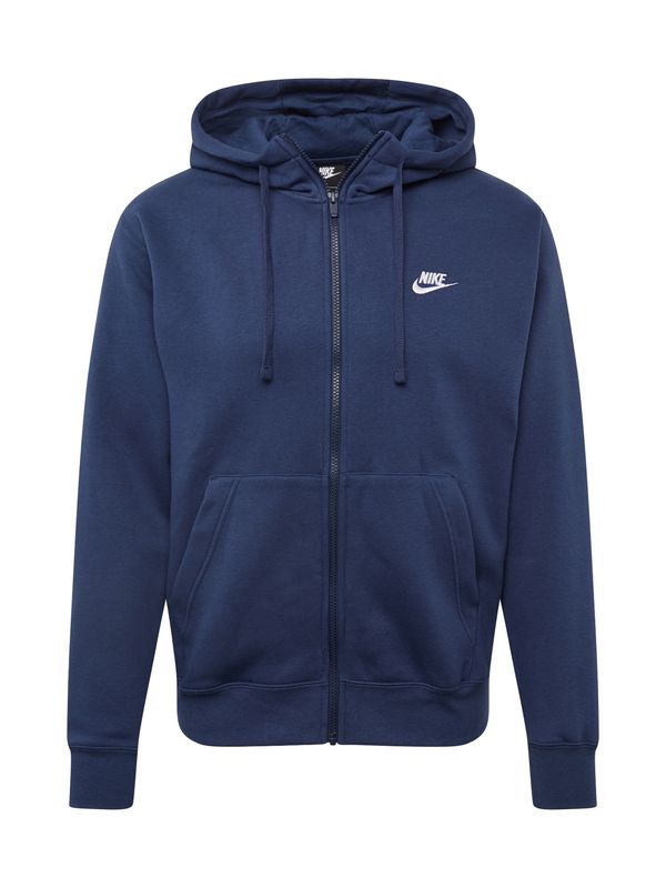 Nike Sportswear Nike Sportswear Jopa na zadrgo 'Club Fleece'  temno modra / bela