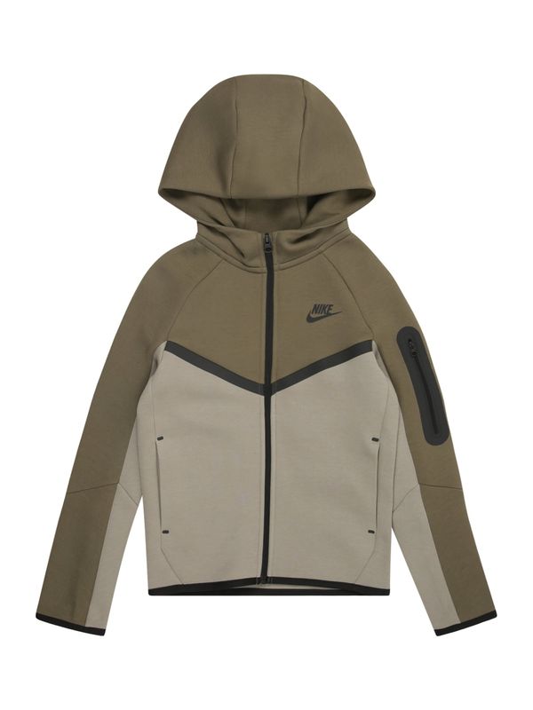 Nike Sportswear Nike Sportswear Jopa na zadrgo 'TCH FLC'  temno bež / oliva / črna